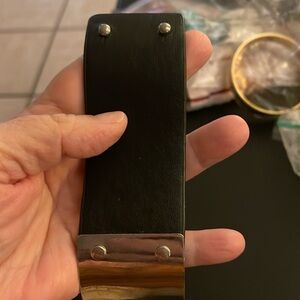 Metal and leather bracelet